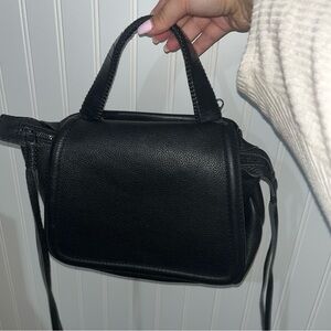 Callista black mini top handle in black grained leather bag
